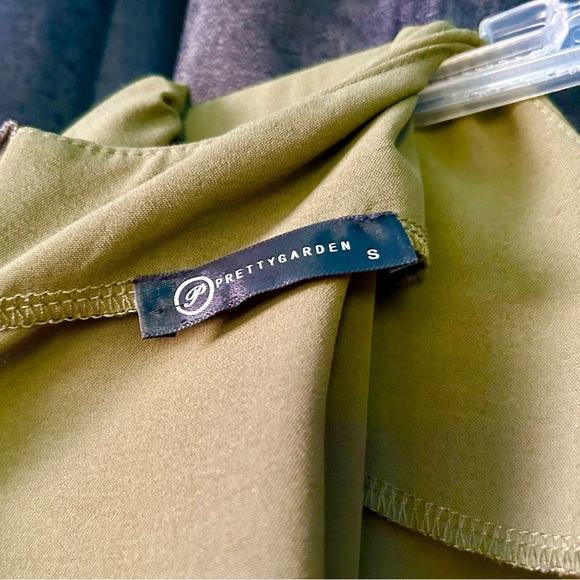 Pretty Garden Olive Green Bubble-Sleeve Belted Jumpsuit, Size S - Picture 11 of 11